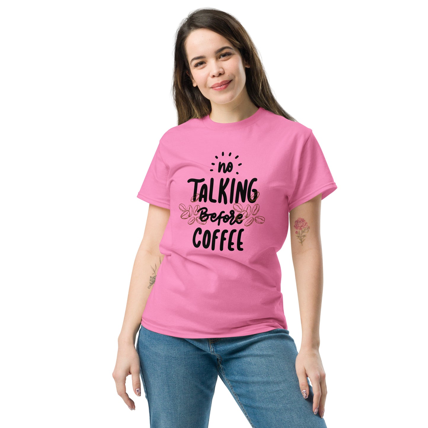 Klassisches Unisex T-Shirt - No talking befor coffee