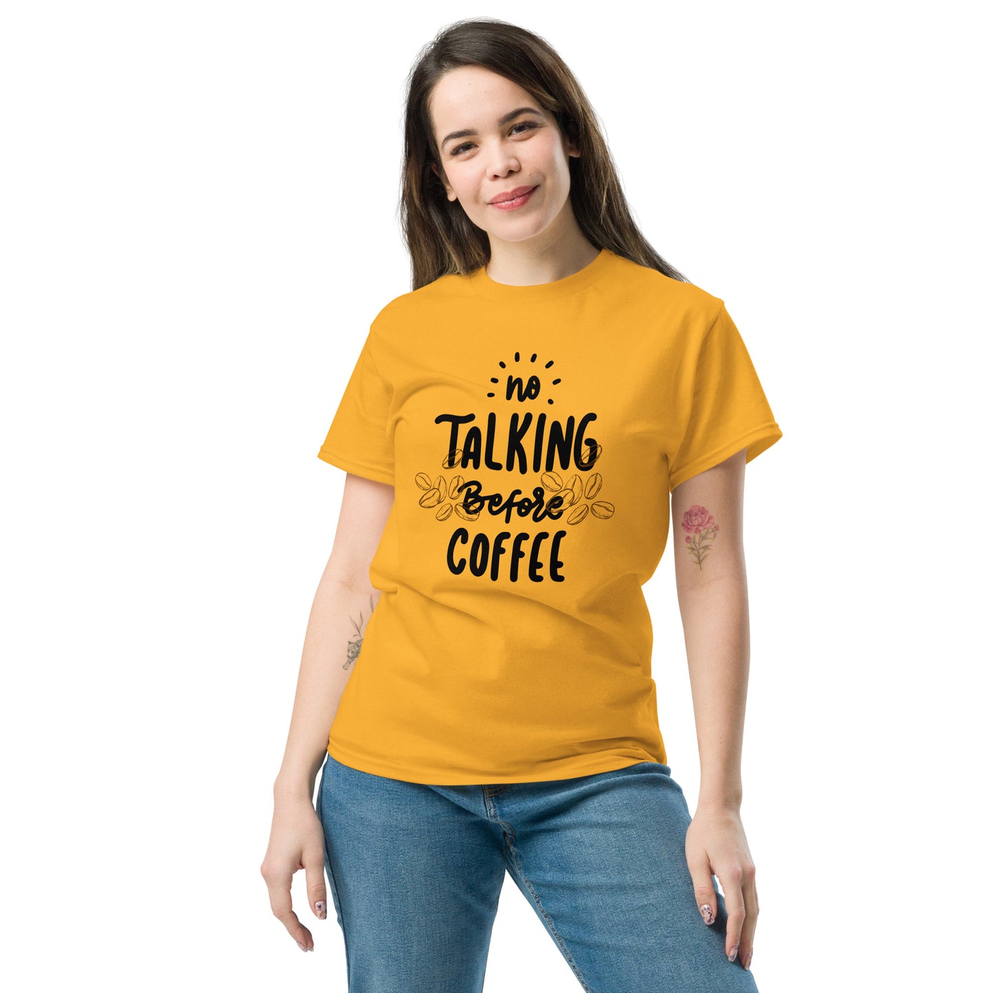 Klassisches Unisex T-Shirt - No talking befor coffee